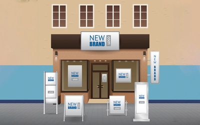 Imagem de placas de totens externos para comunicação interna e externa em empresas, destacando o design elegante e mensagens impactantes.